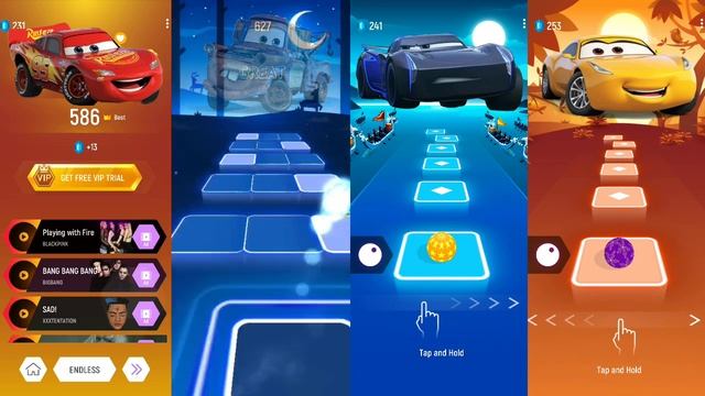 Cars Battle: Lightning McQueen - Tow Mater - Jackson Storm - Cruz Ramirez || Tiles Hop Edm Rush