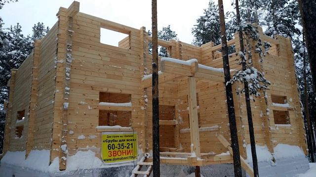 Сборка второго этажа дома и клееного бруса в п  Дорожный