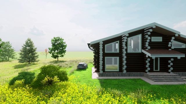 Проект двухэтажного дома-бани бревна дикой рубки 6.6 на 13.6 метров смотреть онлайн