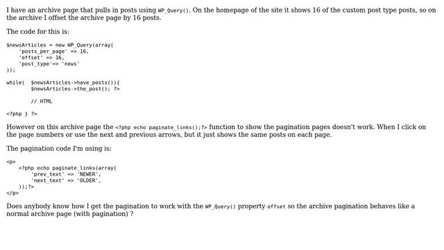Wordpress: Pagination Not Working When Used With WP_Query() `offset` Property смотреть онлайн