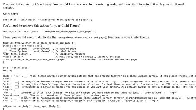 Wordpress: Is there a function to add additional options to the Twentyeleven option page? смотреть онлайн