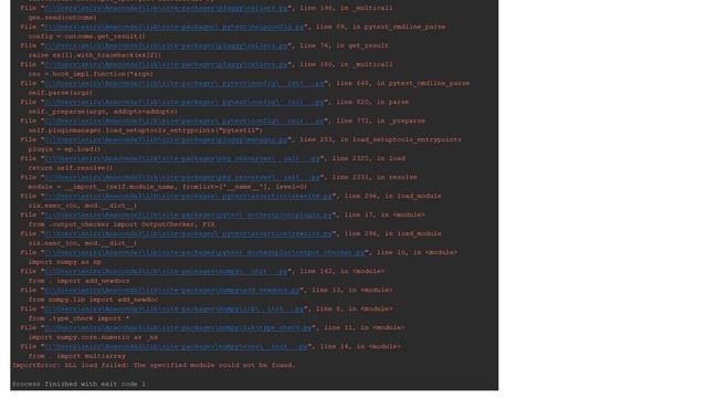 DLL load failed error in pytest using pycharm. Works fine in Anaconda prompt смотреть онлайн