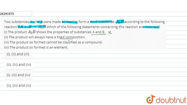 Two substances, A and B were made to react to form a third substance, `A_(2)B` according to the смотреть онлайн