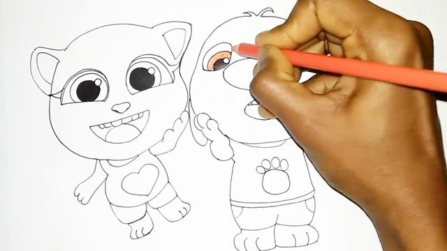 Angela Surprise Hank | Hank's Birthday Surprise | How To Draw Angela & Hank Talking Tom & Friends