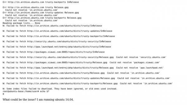 apt-get update failure returns 0 error code