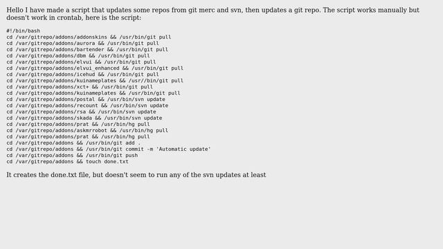 Daily crontab with hg, git and svn смотреть онлайн