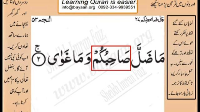 Learn Quran in Urdu translation word by word learning, Surah 53 Ayat 02 смотреть онлайн