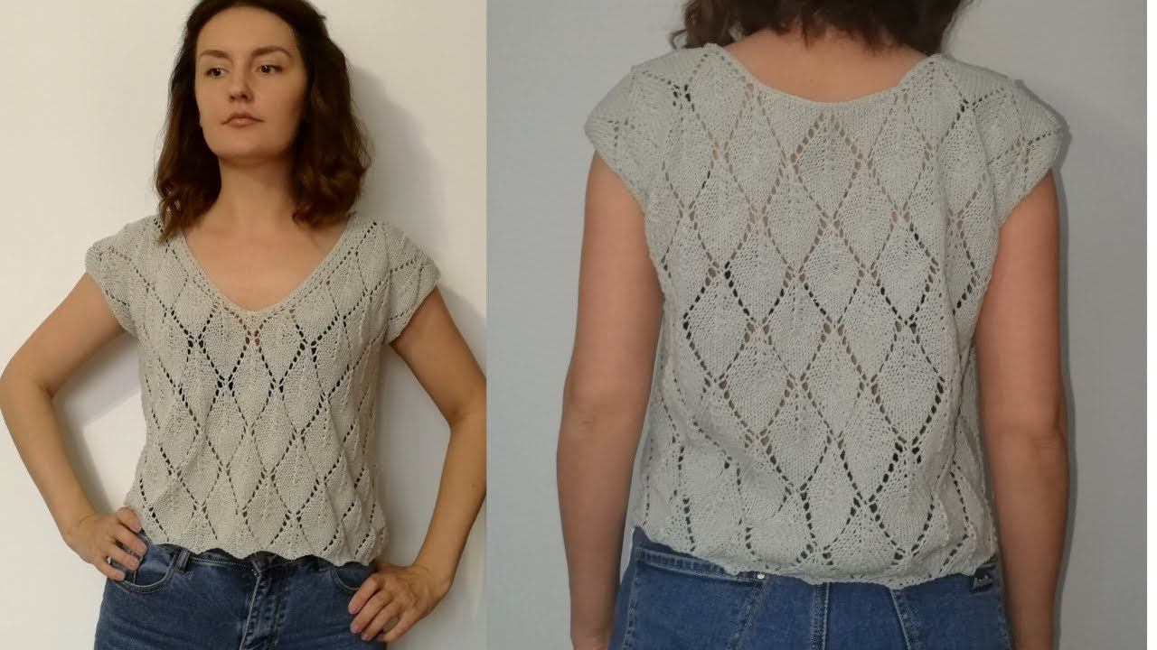 Летняя майка спицами ажурным узором. Мастер-класс для начинающих