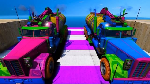 CARROS, CAMINHÕES, MOTOS com HOMEM ARANHA e HERÓIS! Desafio Carros na X Rampa - GTA 5 смотреть онлайн