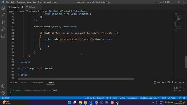 NuxtJS CRUD 4: How to confirm & delete data using API in Nuxt JS | delete data using api in Nuxt 3 смотреть онлайн