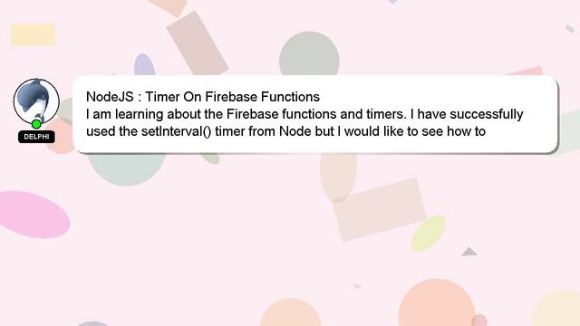 NodeJS : Timer On Firebase Functions смотреть онлайн