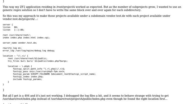 nginx configuration for multiple subdirectories containing zf2/php files doesn't work смотреть онлайн