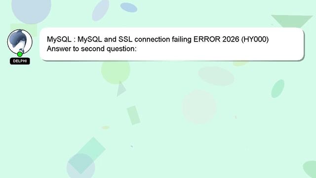 MySQL : MySQL and SSL connection failing ERROR 2026 (HY000) смотреть онлайн