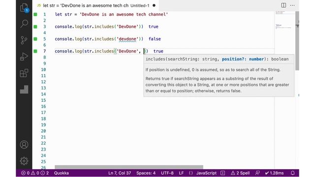 How to use String includes() in JavaScript смотреть онлайн