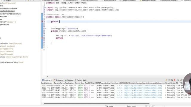 Spring boot with Microservices 25 days challenge Day6(EurekaServerCloud communicate by RestTemplate смотреть онлайн