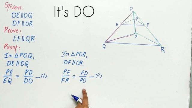 In fig 6.20, DE || OQ and DF || OR Show that EF || QR | exercise 6.2 Q 5 class 10 смотреть онлайн