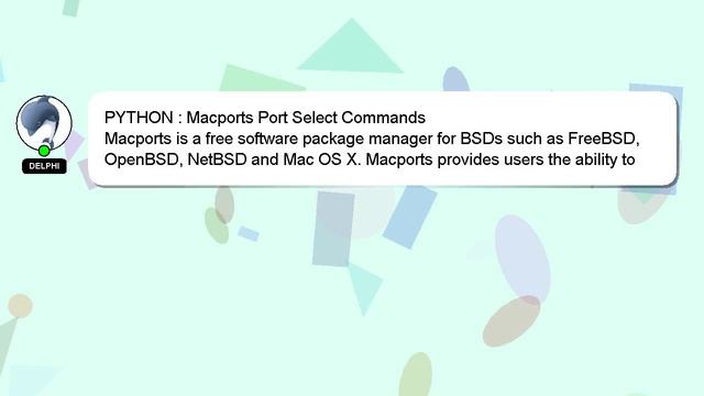 PYTHON : Macports Port Select Commands смотреть онлайн