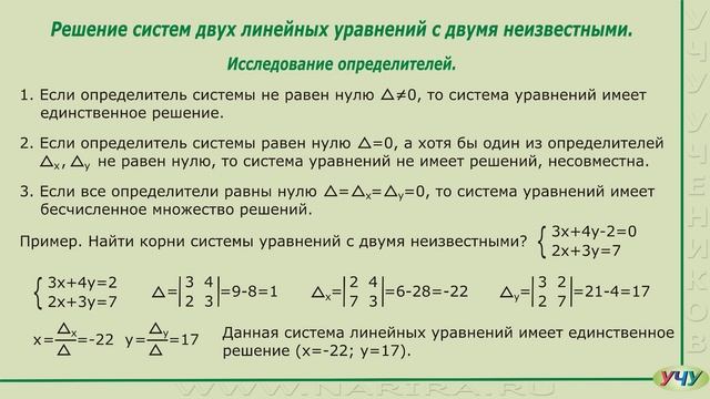 Решение систем линейных уравнений с двумя и тремя неизвестными. (Линейная алгебра - урок 2) смотреть онлайн