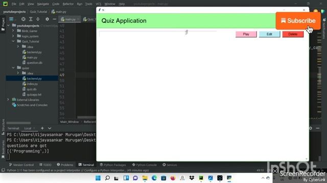 Show tables names in tkinter from sqlite3 | Quiz Application in tkinter python смотреть онлайн