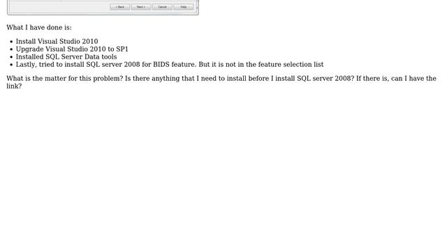 Business Intelligence Development Studio installation for Visual studio 2010 problem смотреть онлайн
