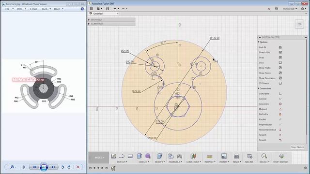 Fusion 360 2D Sketch Drawing | Practice Tutorial | Exercise 5 смотреть онлайн