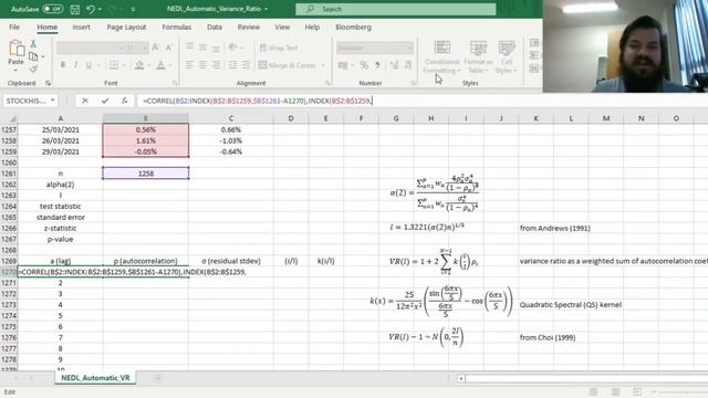 Automatic variance ratio (AVR) test: Choosing optimal lag length (Excel) смотреть онлайн