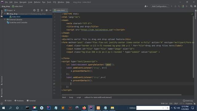 Drag and drop upload file in html with JavaScript, CSS, Tailwindcss and php. смотреть онлайн