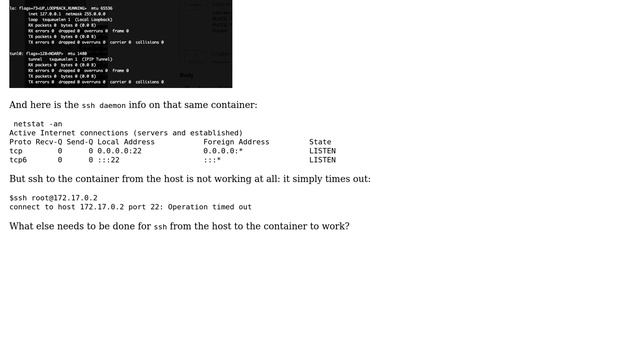 Unable to ssh from the Docker host to a container смотреть онлайн