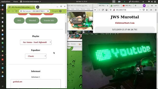 JWS Murottal V2.0 - Jam LED Digital Jadwal Sholat Web Socket Arduino DFPlayer ESP8266 P10 MultiPane смотреть онлайн