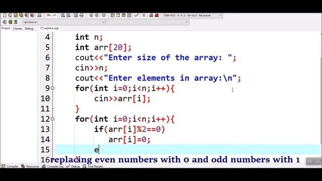 How to replace all even elements with 0 and odd with 1 in C++ смотреть онлайн