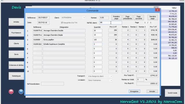 Commande de client dans NervaGest http://www.nervacom.com/nervagest.php смотреть онлайн