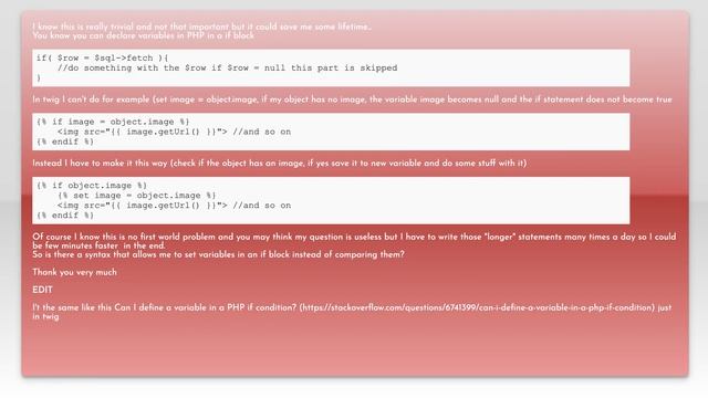 Symfony/Twig Set variables in if condition смотреть онлайн