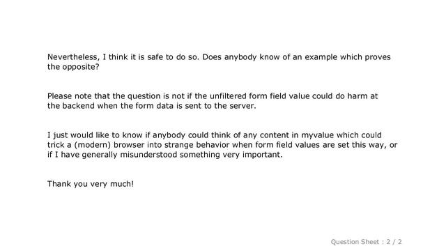 HTML : Safety considerations when setting form field values via Javascript? смотреть онлайн