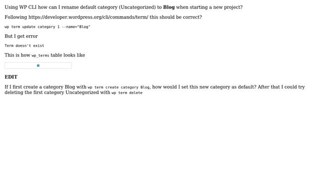 Wordpress: How to rename default category name and slug using WP CLI? смотреть онлайн