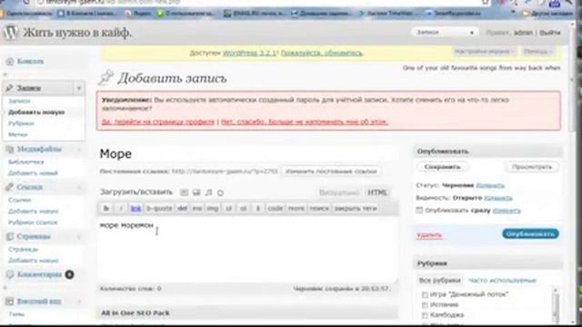 Как вставить видео на блог WordPress смотреть онлайн