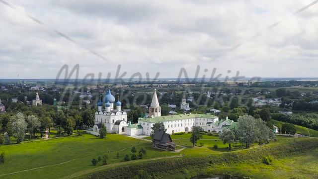Suzdal, Russia. Flight. The Cathedral of the Nativity of the Theotokos in Suzdal - Orthodox church смотреть онлайн