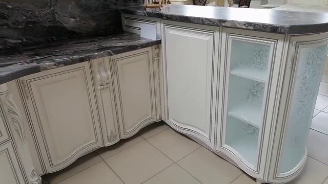 Кухня Инканто Ваниль с патиной серебро Кубань мебель. смотреть онлайн