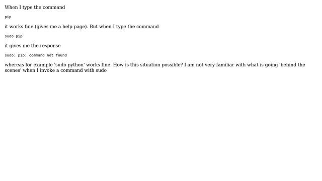 Unix & Linux: How can \*command\* work, but \*sudo command\* not work? смотреть онлайн