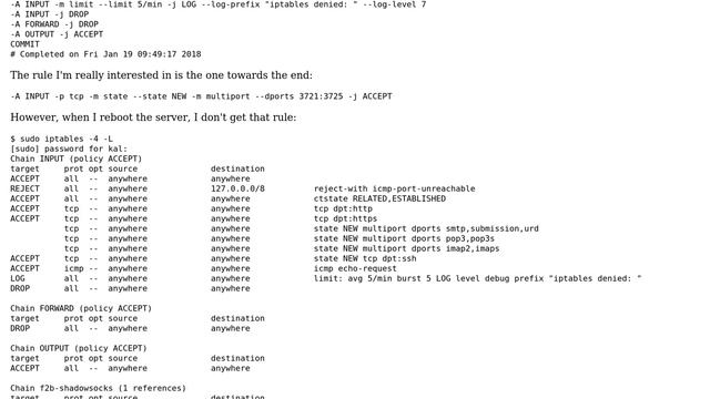 iptables-persistent and netfilter-persistent don't actually work on Ubuntu Server 16.04.3 x86_64 смотреть онлайн