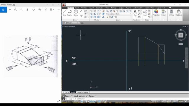 AUTOCAD| ORTHOGRAPHIC PROJECTIONS - EXP1| CAED CAEG| LEARN AND DRAW | смотреть онлайн