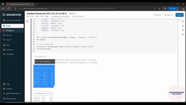 Pivot in Pyspark Dataframe - Databricks смотреть онлайн