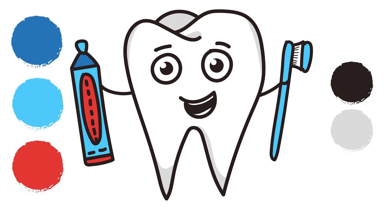 Как нарисовать ЗУБ / Раскраска ЗУБ / How To Draw A TOOTH / Сoloring A TOOTH / Краски Раскраски