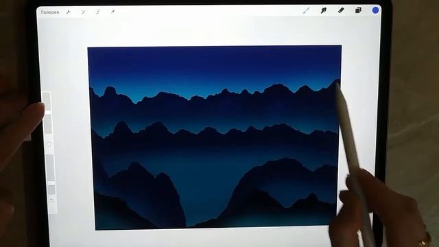 Рисую горы и звезды на Ipad pro в программе Procreate смотреть онлайн