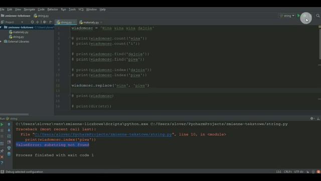 Metody klasy String w Pythonie - count, find, index, replace (Python kurs dla początkujących #9) смотреть онлайн