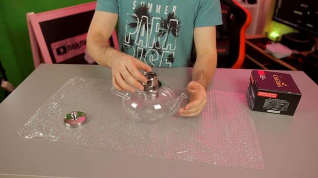 Чайник заварочный CnGlass на 1200 мл. и подставка для подогрева свечой. Жаропрочное стекло смотреть онлайн