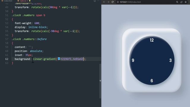 Animated Working Analog Clock using Html CSS & Javascript смотреть онлайн
