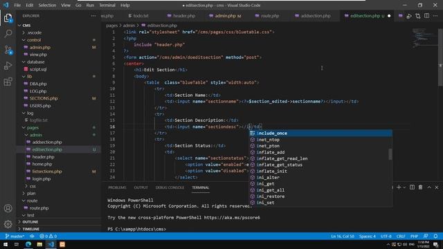 Learning PHP - 029 : Building a simple CMS - Editing Sections. смотреть онлайн