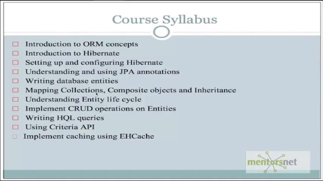Hibernate With Java Course at MentorsNet смотреть онлайн
