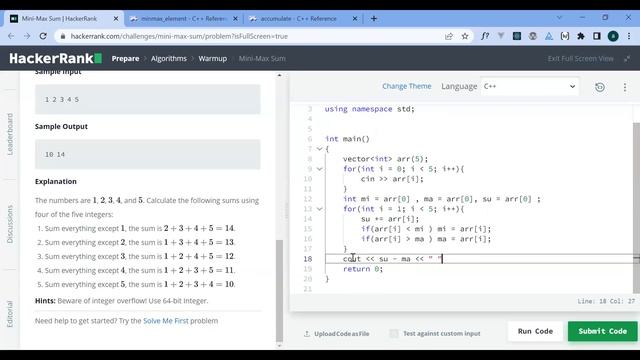 HackerRank : Mini-Max Sum смотреть онлайн