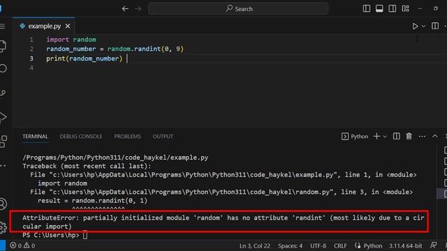 random.randint error - python смотреть онлайн
